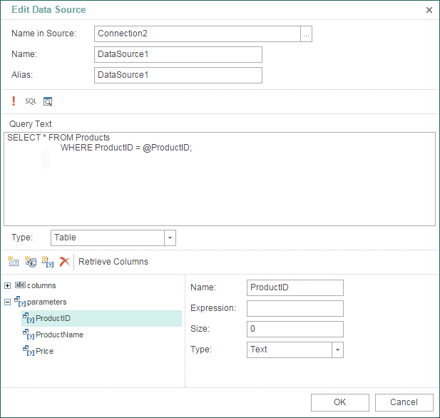 SQL Parameters in Mobile Designer SQL Parameters in Mobile Designer
