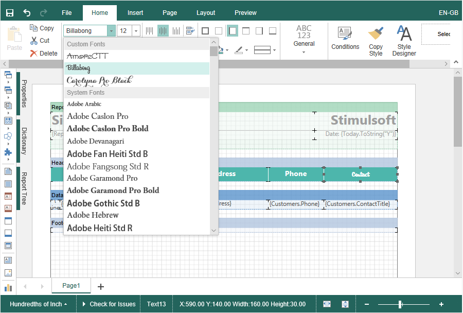 Custom Fonts in Reports Custom Fonts in Reports