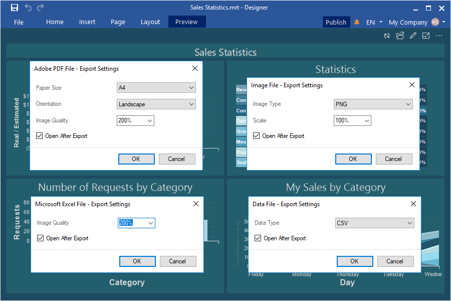 Export settings of a dashboard Export settings of a dashboard