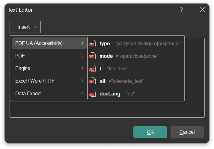 Identifier editor for the Tag field