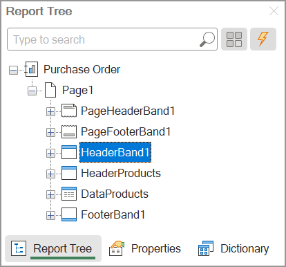 Dragging in the report tree